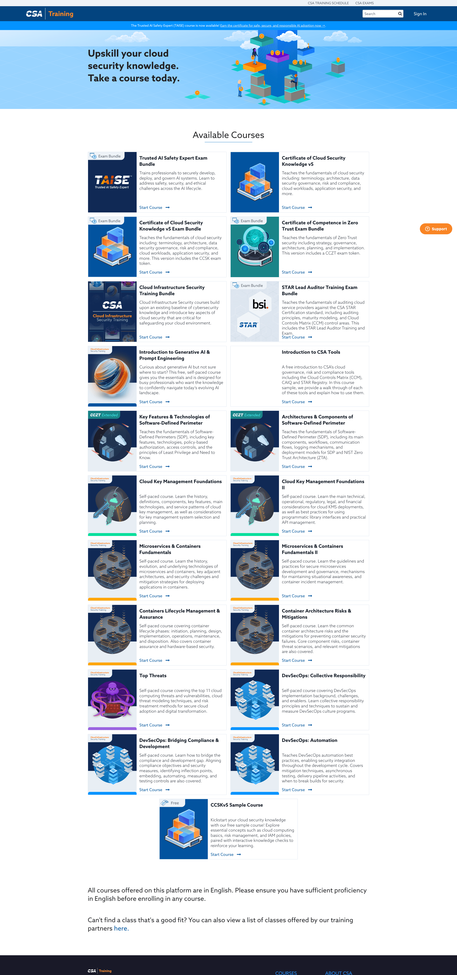 All courses hub redesigned view